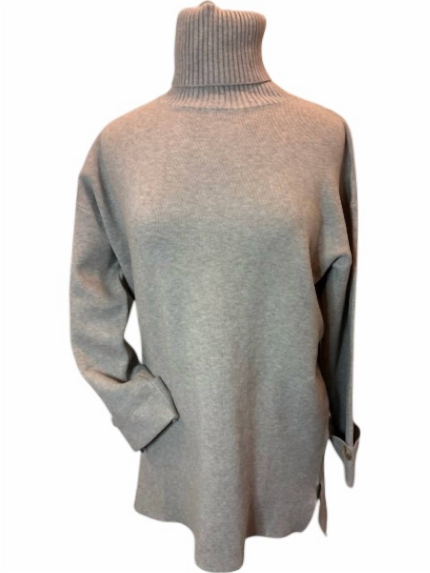 Original Usa - Women's Cuffed Sleeves Sweater - beige - clothing - cowl