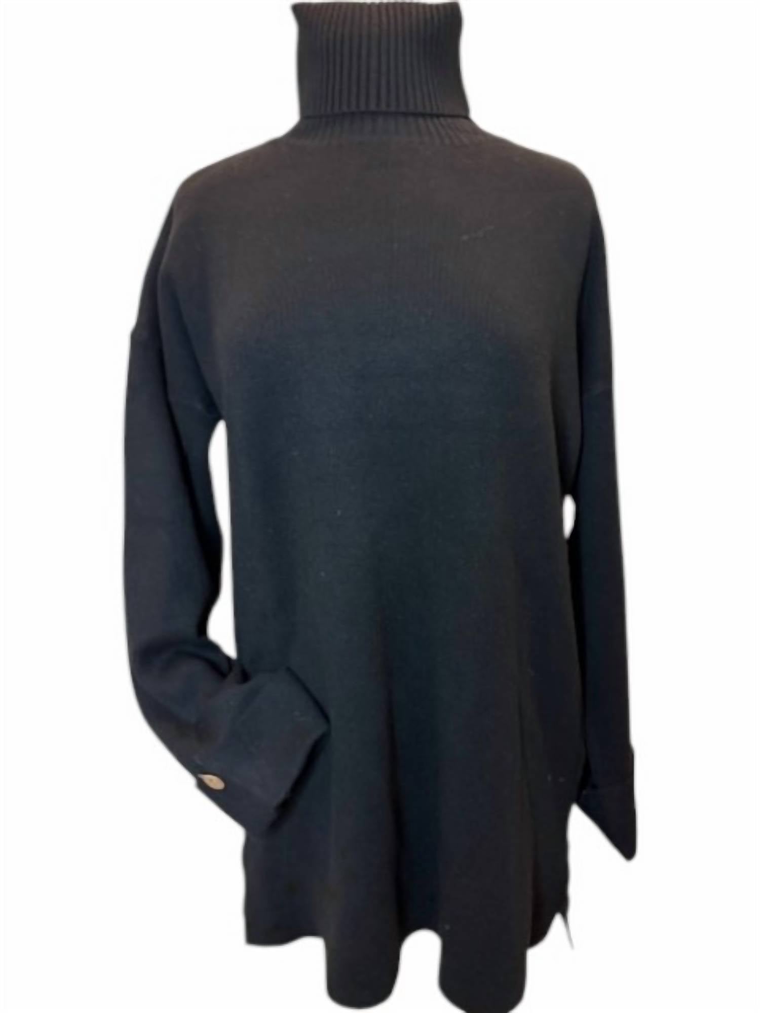 Original Usa - Women's Cuffed Sleeves Sweater - black - clothing - cowl