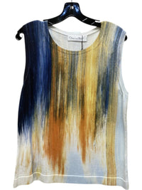 Oscar De La Renta - Brush Print Fine Knit Top - clothing - cotton - tank - tops