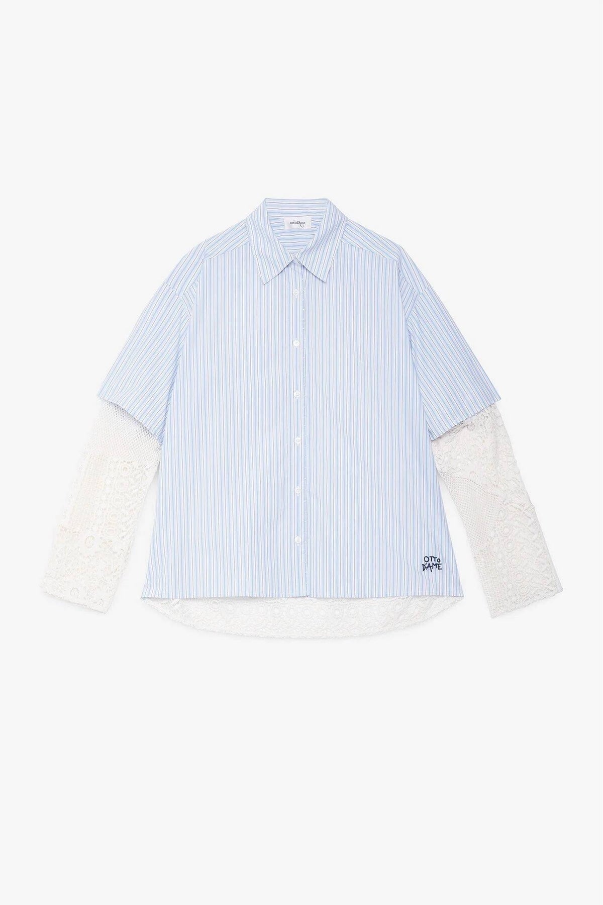 Ottod'Ame - Striped Shirt With Macramé Inserts