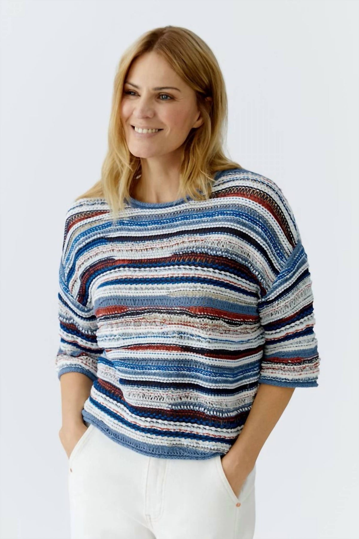 Oui - Yarn Mix Stripes Pullover