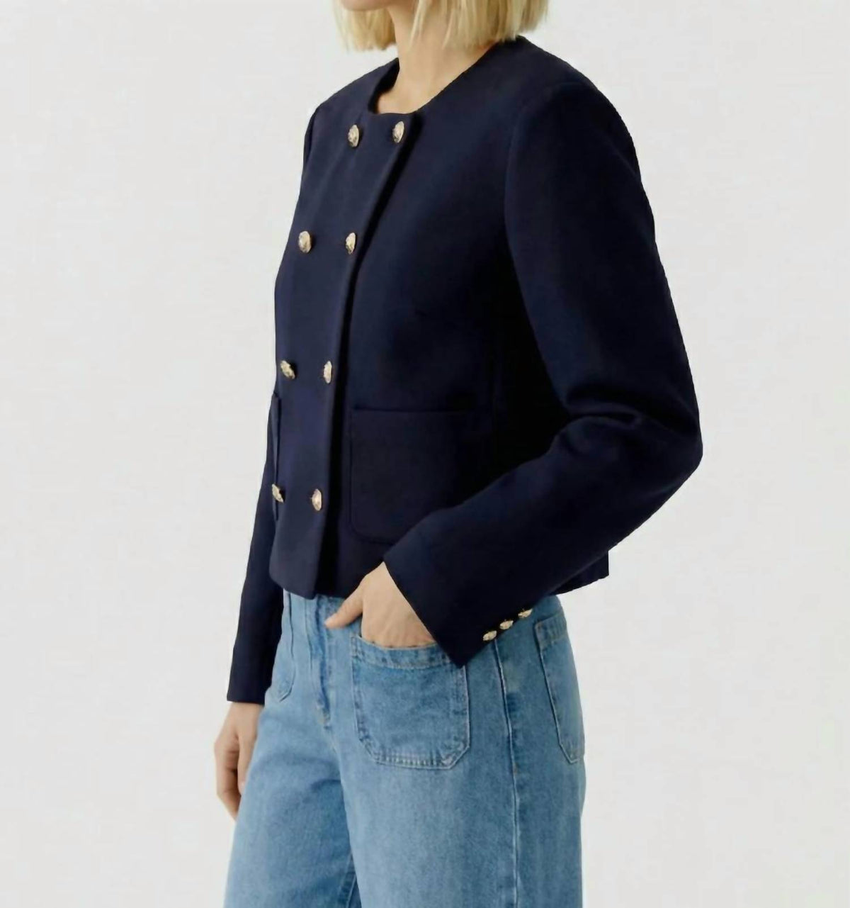 Oui - Collarless Scuba Jacket