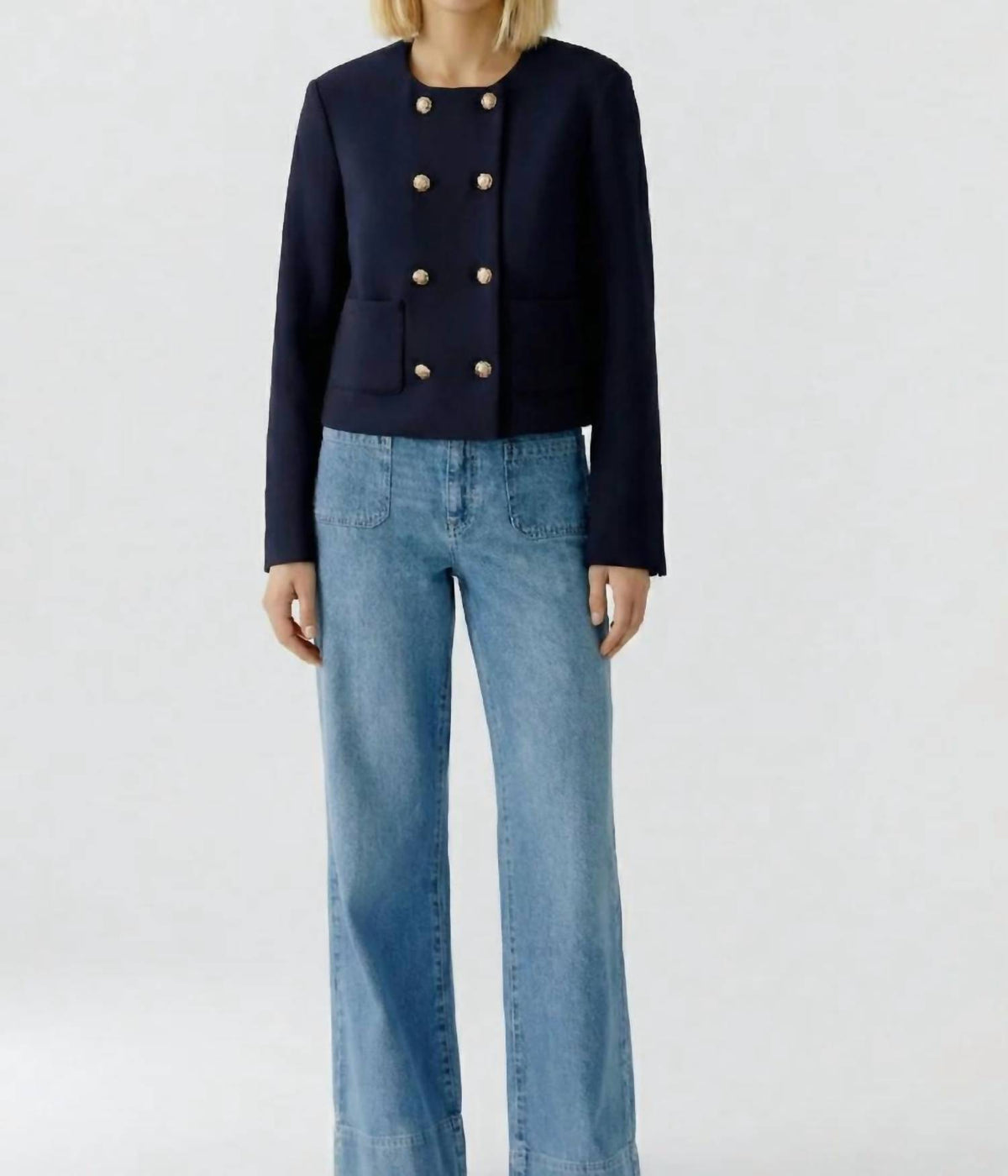 Oui - Collarless Scuba Jacket