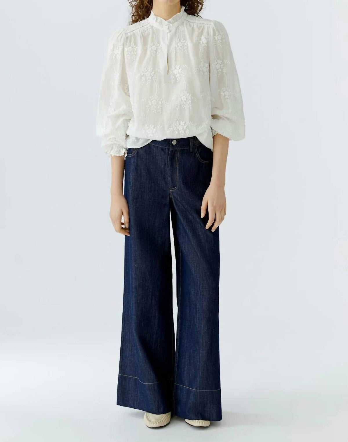 Oui - Floral Embroidered Blouse