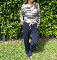 Oui - Lindsey Stripe Cardigan - cardigans - clothing - cotton - blend