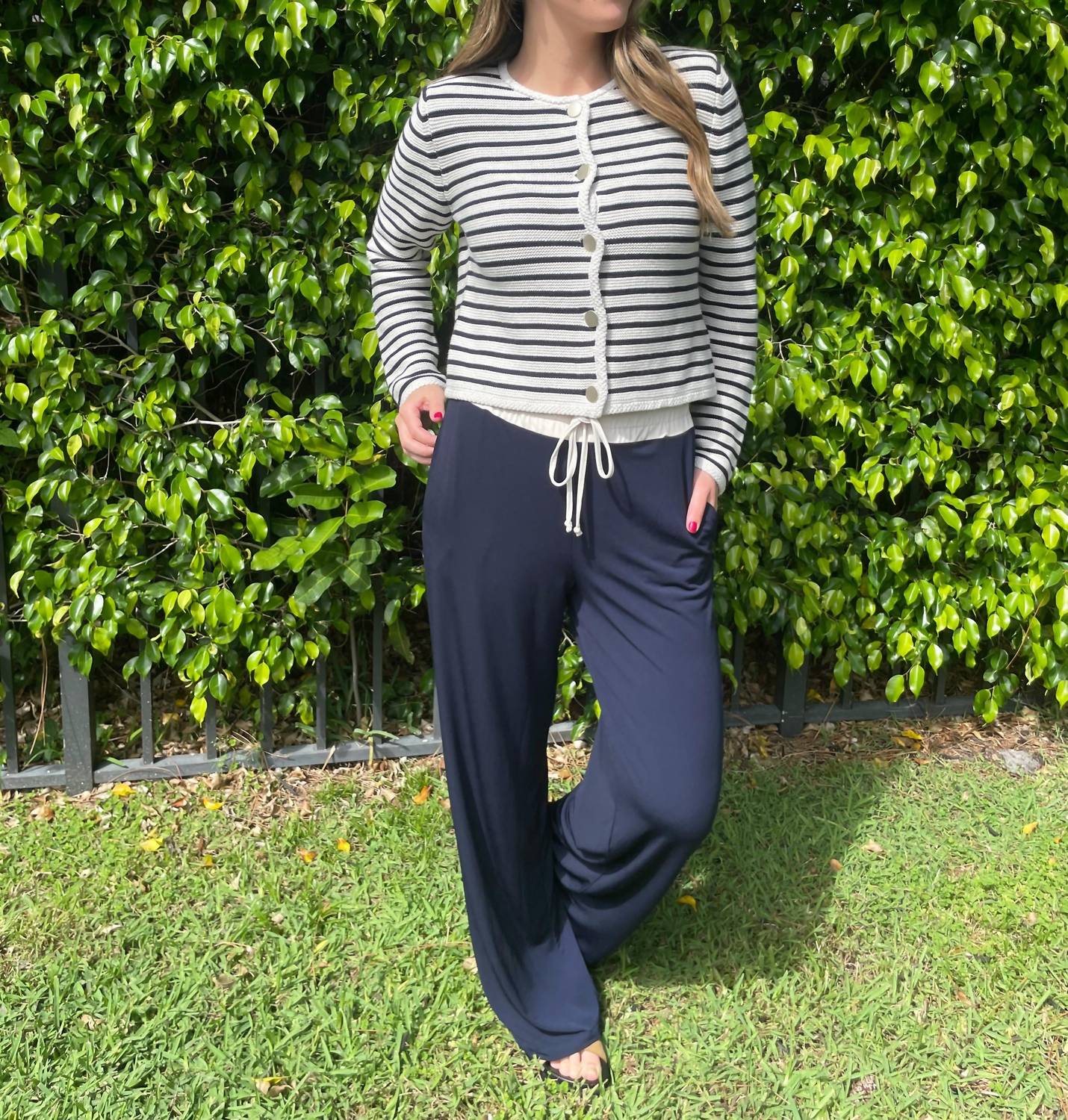 Oui - Lindsey Stripe Cardigan - cardigans - clothing - cotton - blend