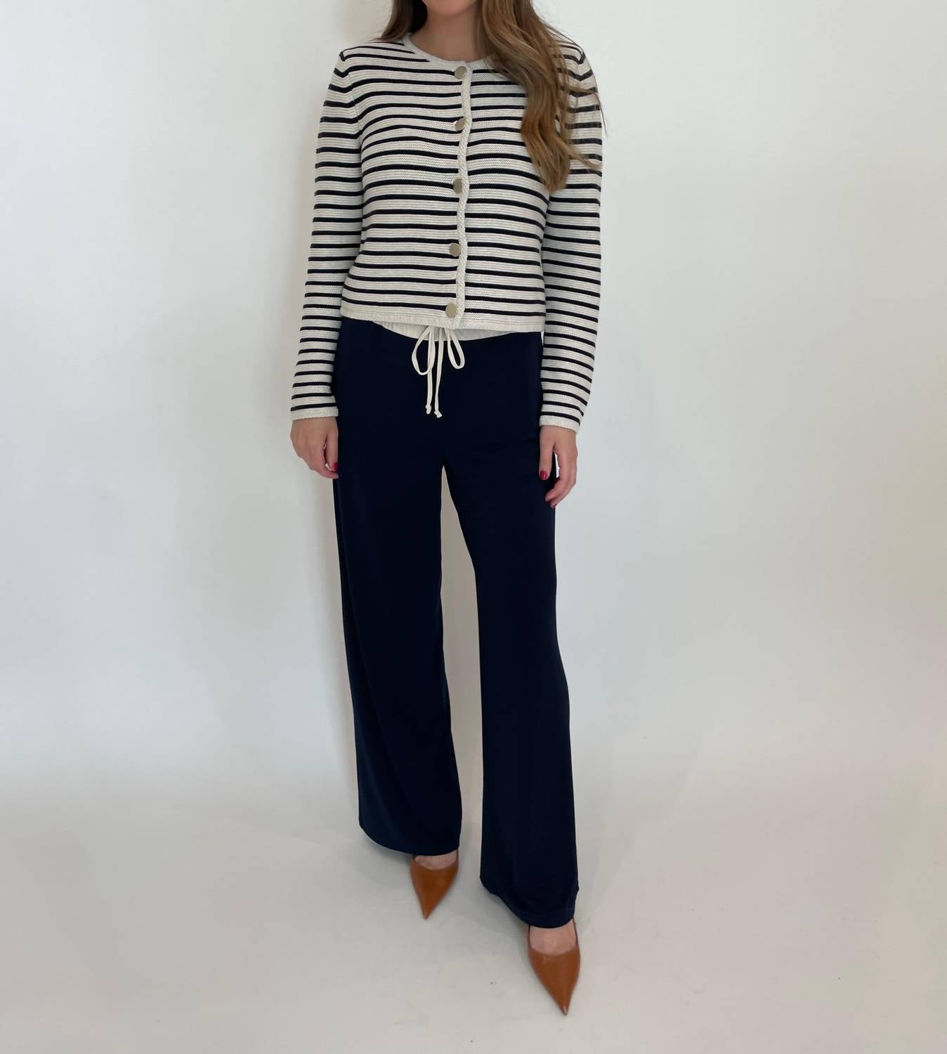 Oui - Lindsey Stripe Cardigan - cardigans - clothing - cotton - blend