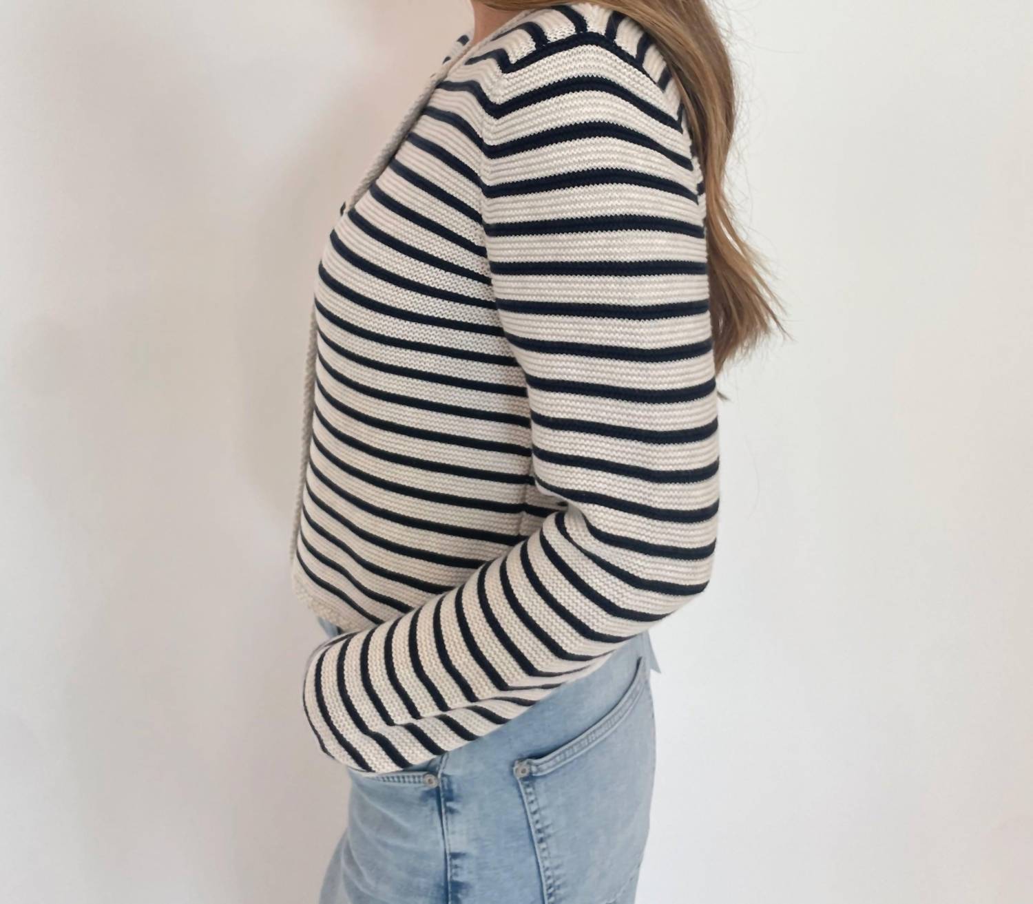 Oui - Lindsey Stripe Cardigan - cardigans - clothing - cotton - blend