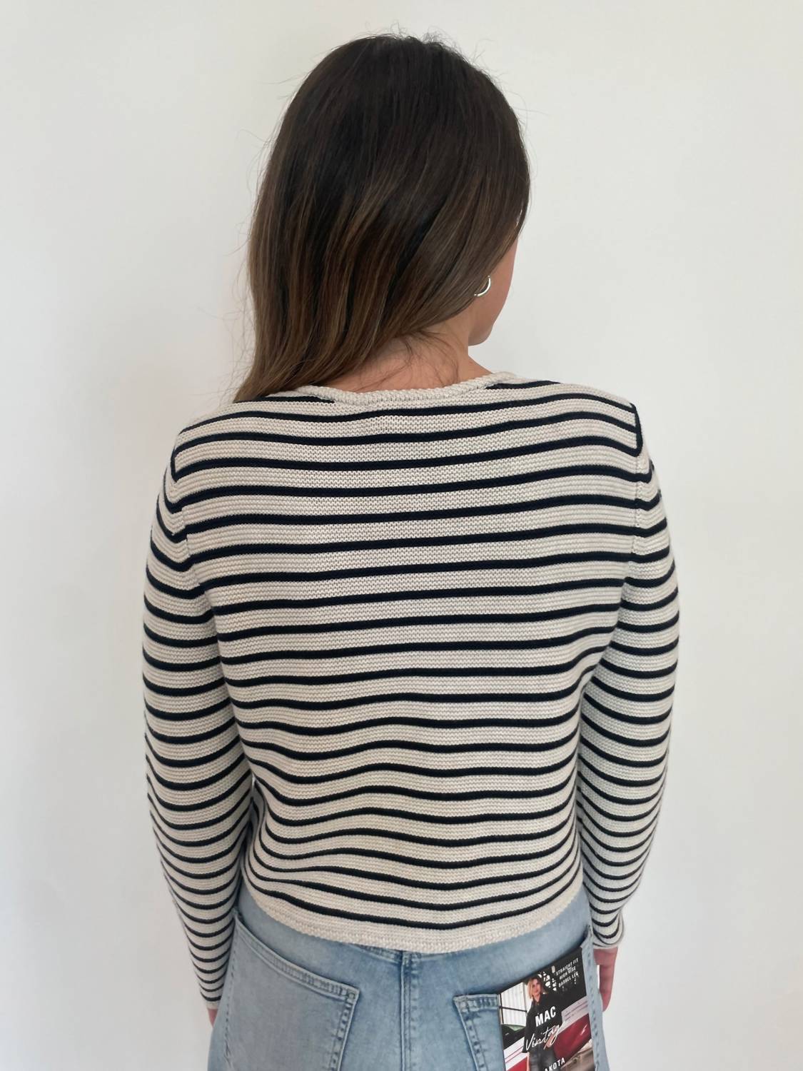 Oui - Lindsey Stripe Cardigan - cardigans - clothing - cotton - blend