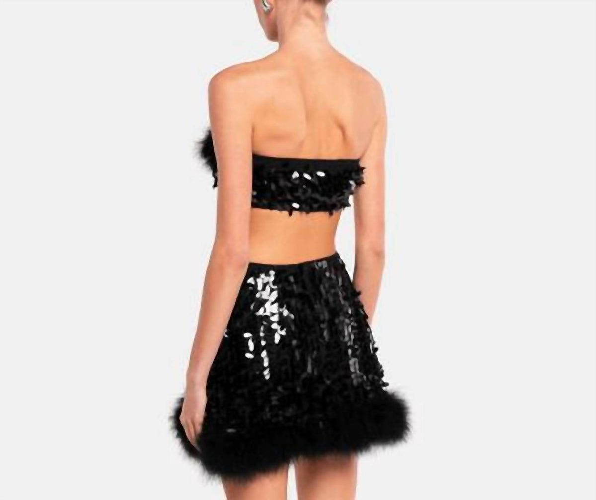 Ow Collection - Virgo Sequin Feather Top And Skirt Set