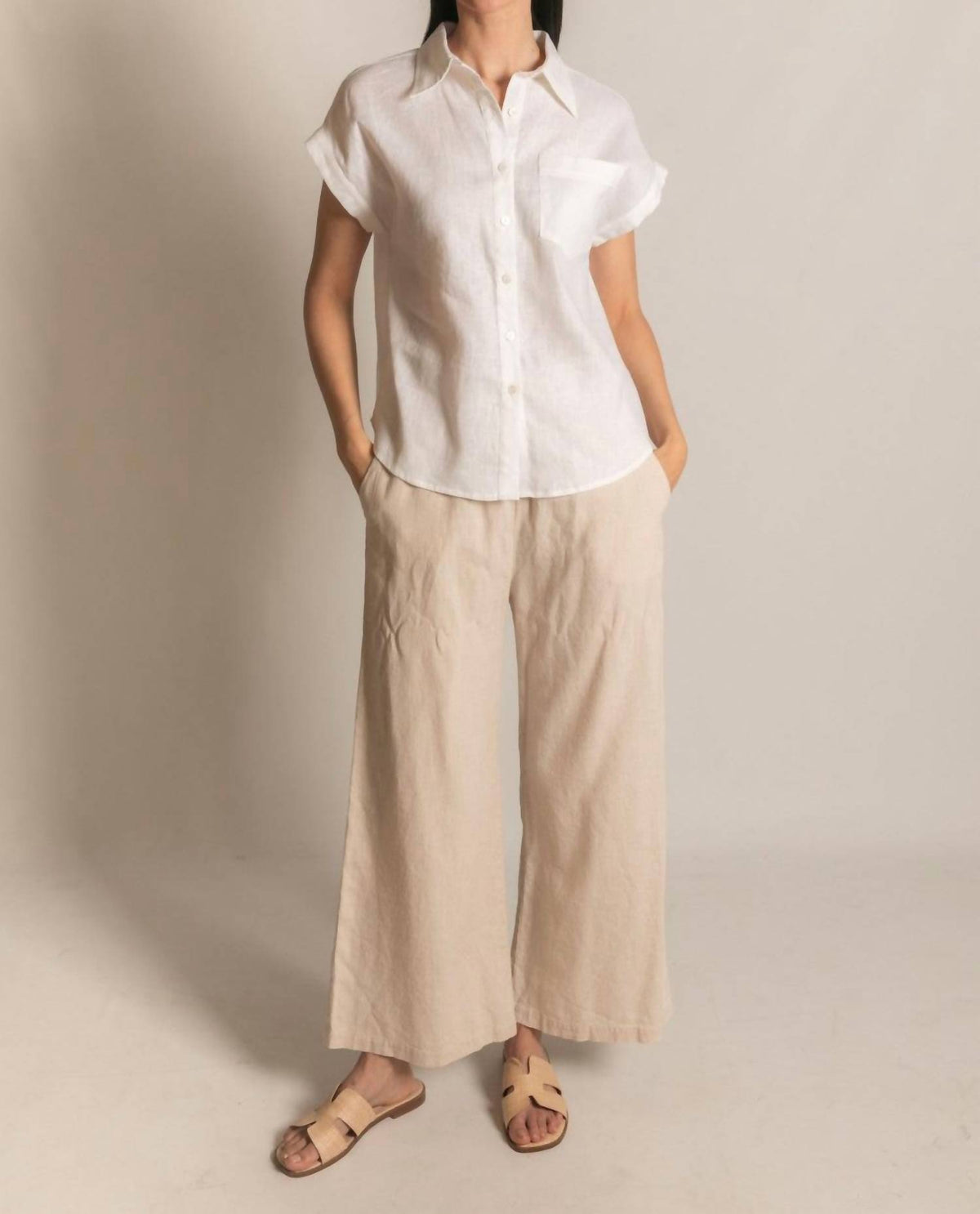 P.Cill - Linen Relaxed Short Sleeve Button Up Shirt