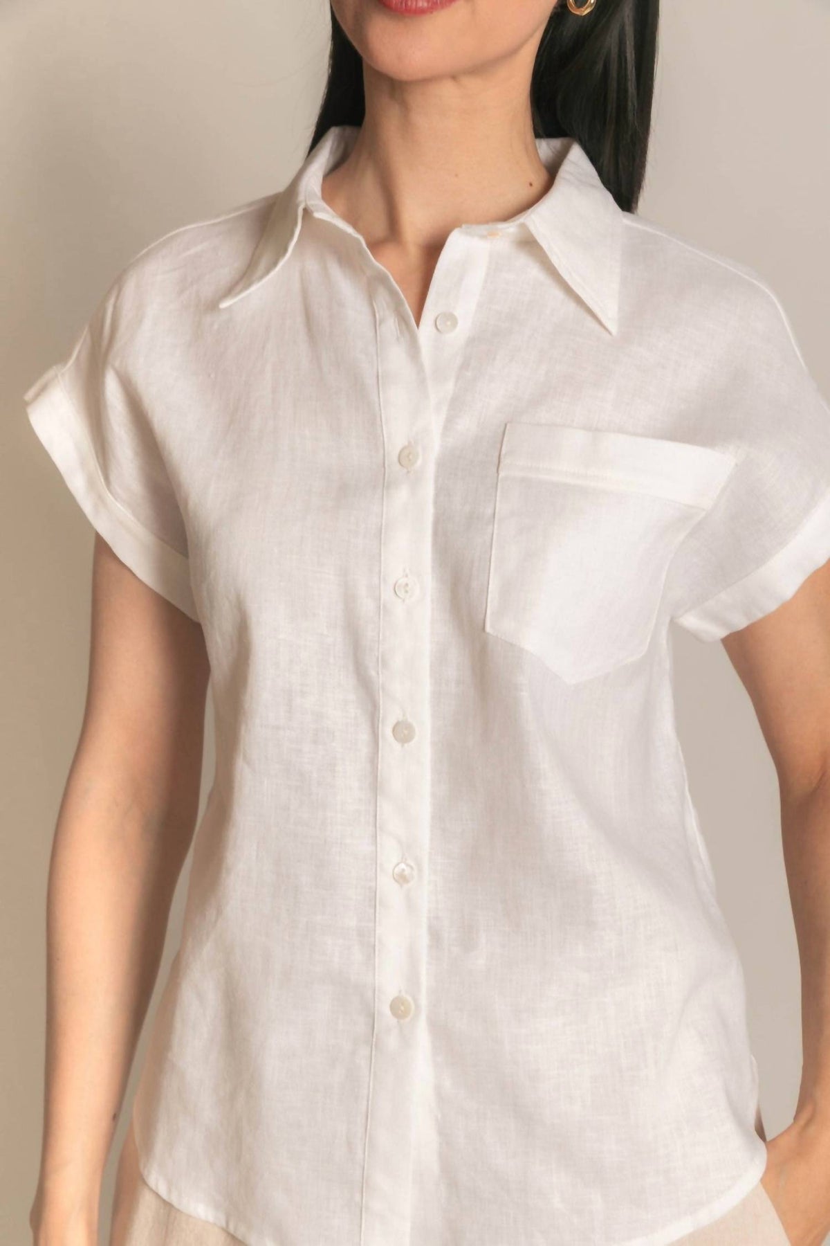 P.Cill - Linen Relaxed Short Sleeve Button Up Shirt