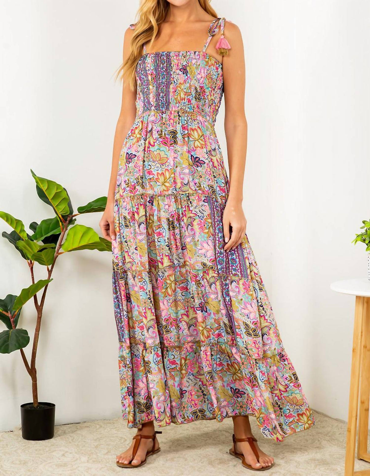 Smocked Floral Maxi Dress