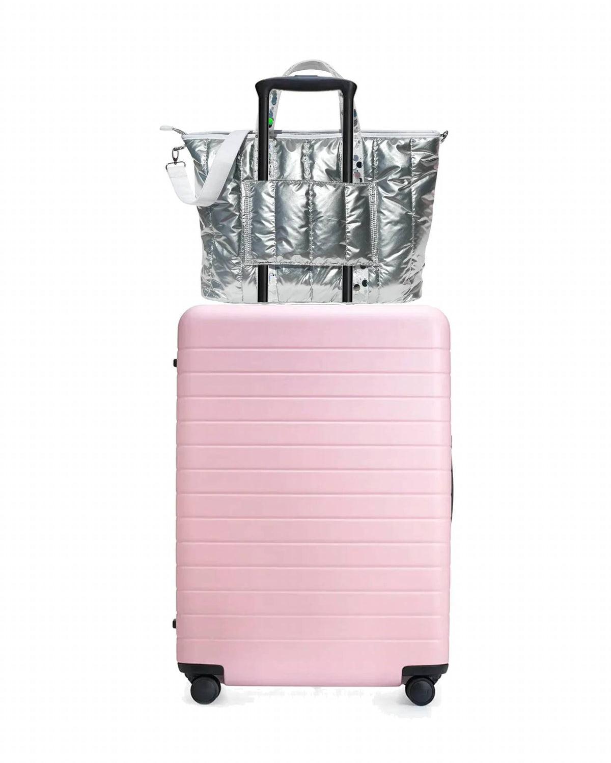 Packed Party - metallic puffer confetti travel bag