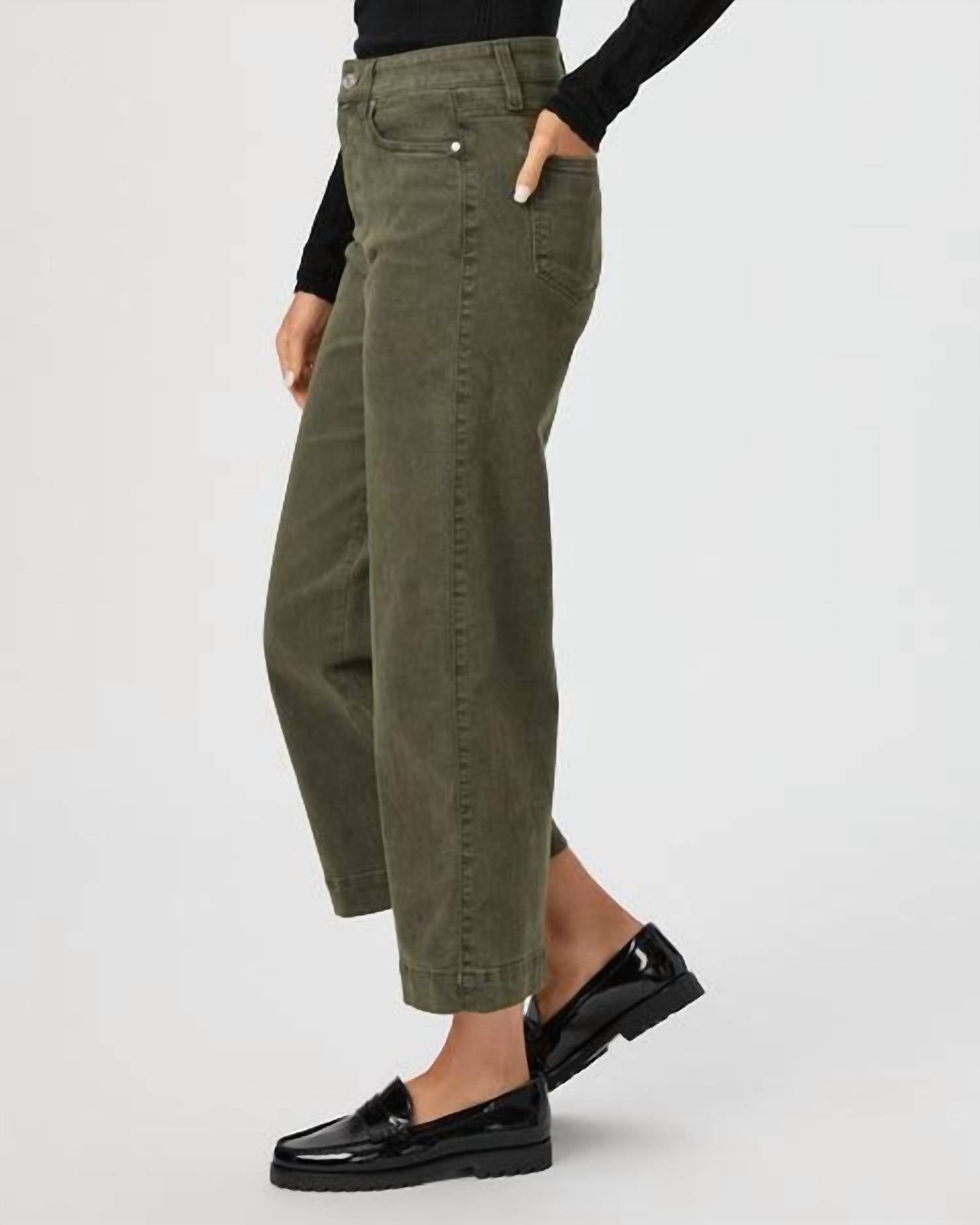 Paige - Anessa High Rise Wide Leg Pants - clothing - green - pants