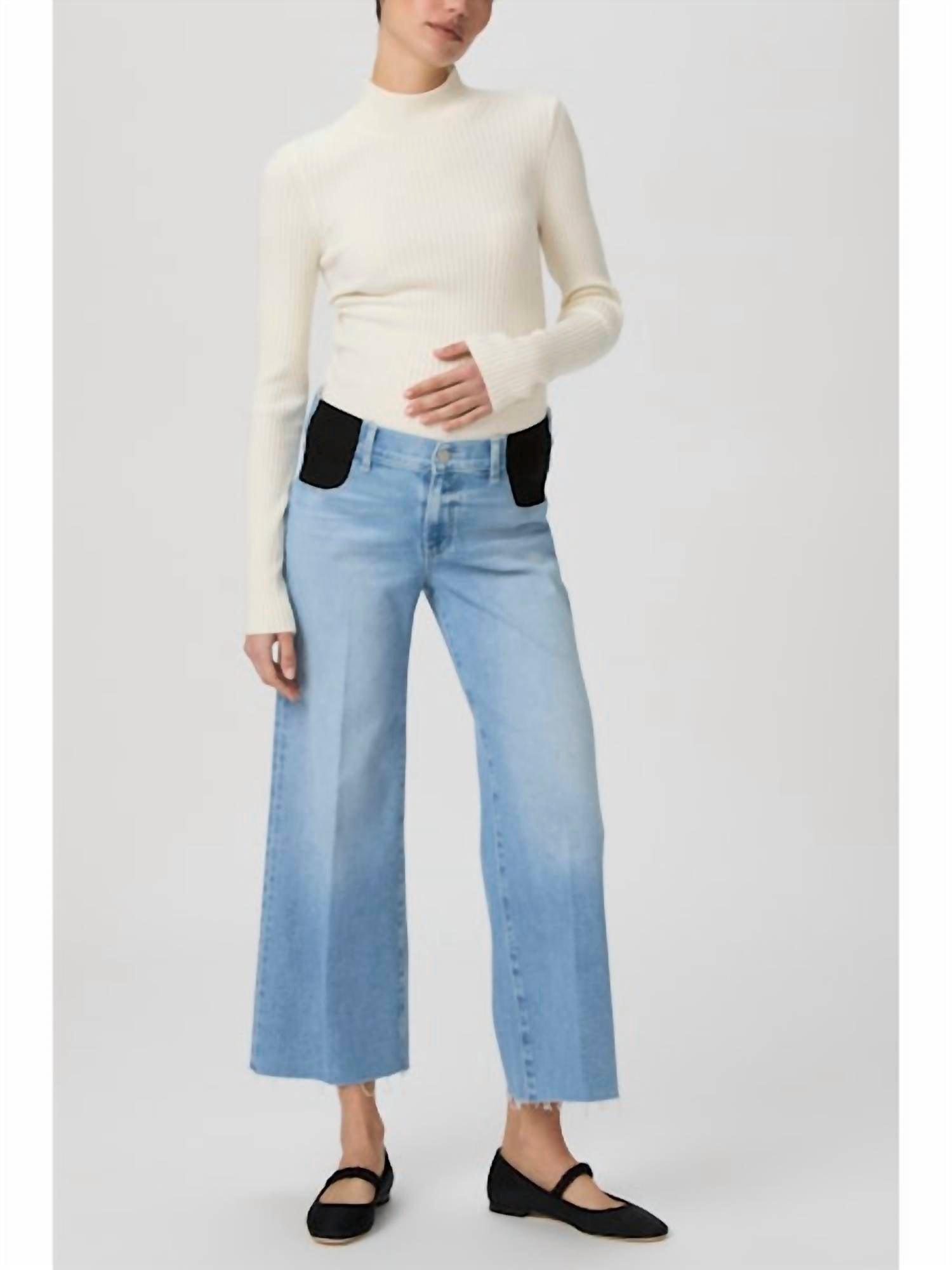 Paige - Anessa Wide Leg Jean - blue - clothing - cotton