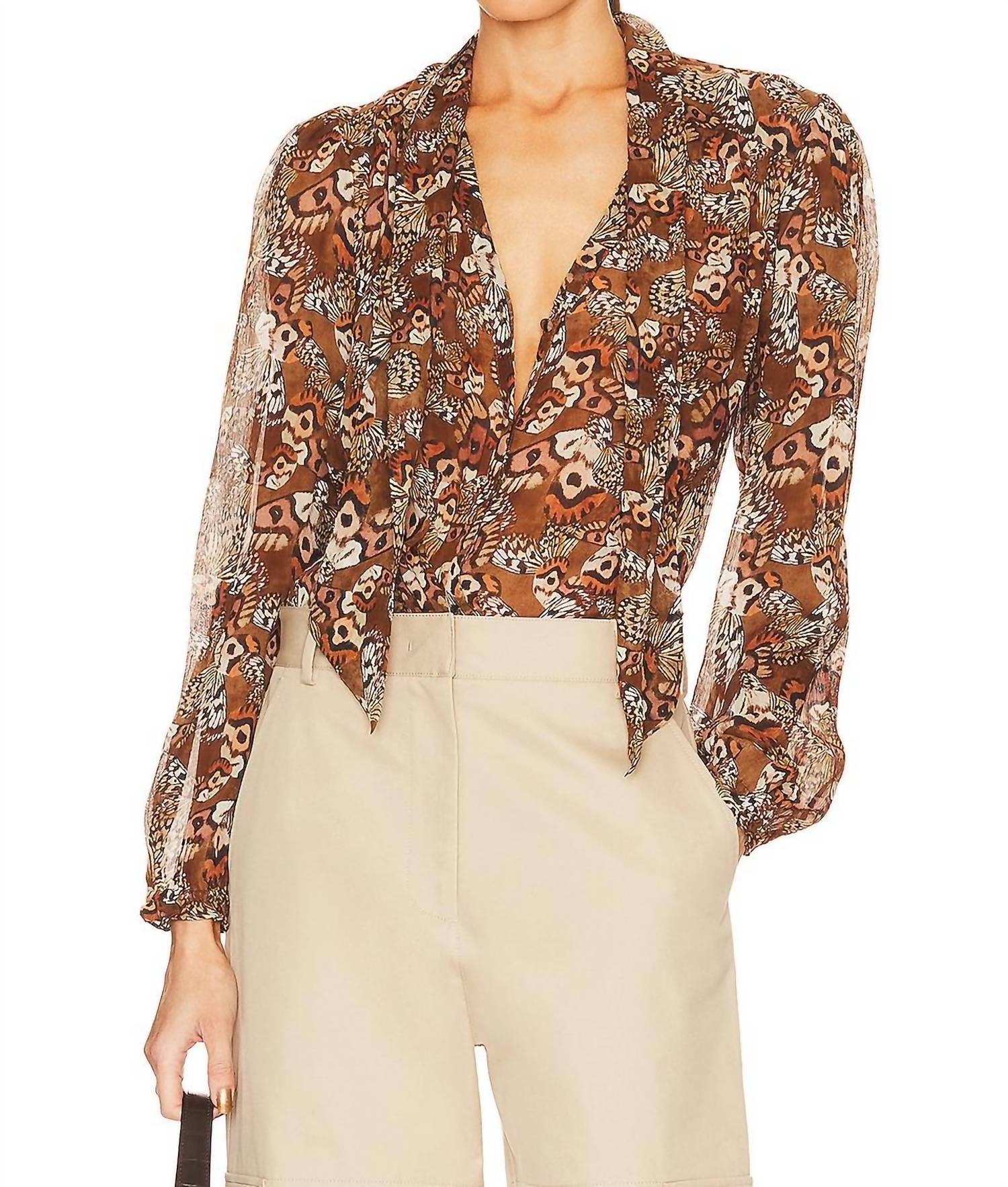 Paige - Silk Marcela Blouse - blouses - brown - clothing