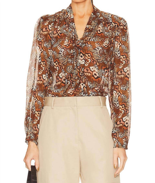 Paige - Silk Marcela Blouse - blouses - brown - clothing