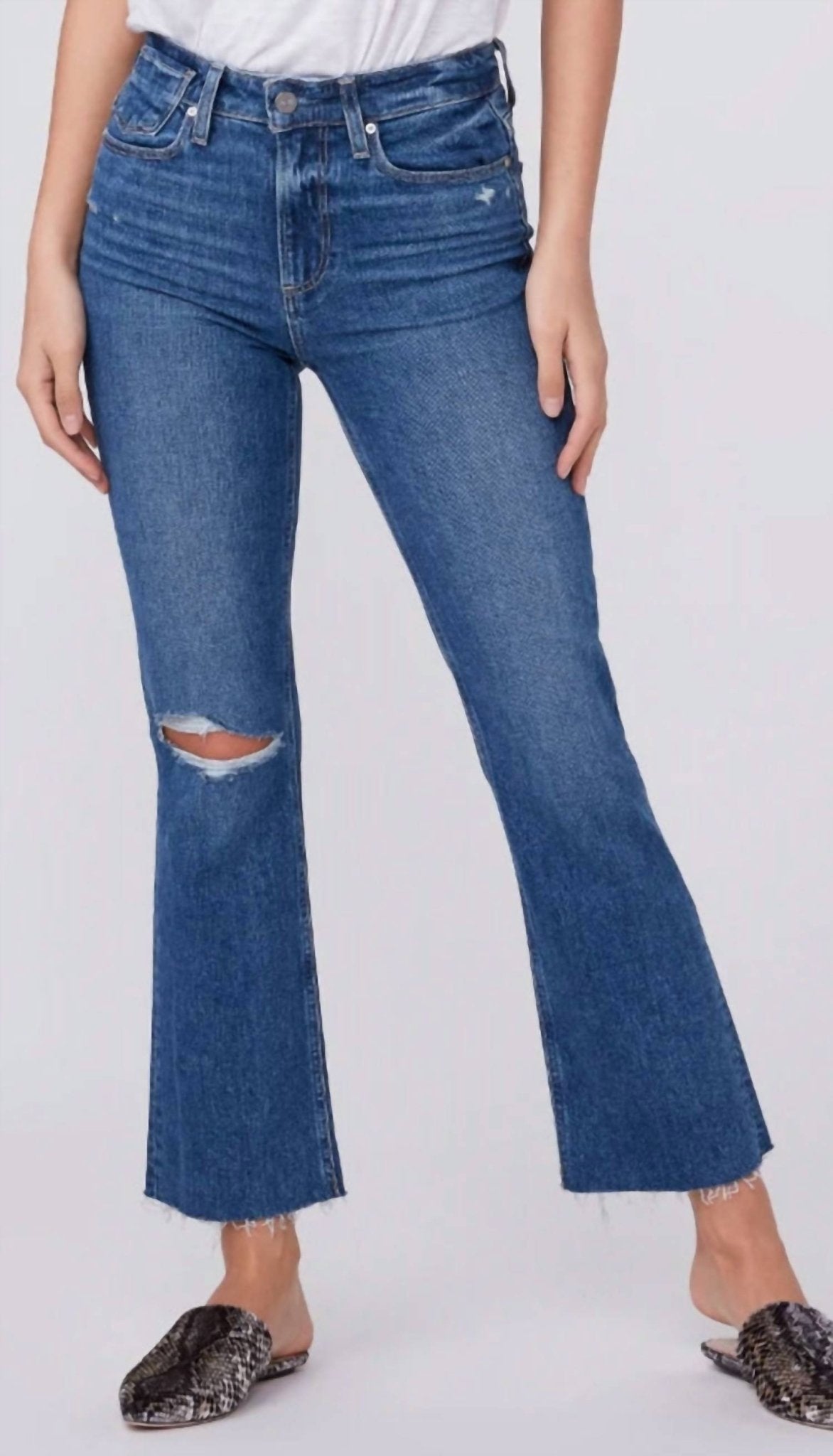 Paige - Vintage Colette Crop Flare Jeans - ankle - blue - clothing