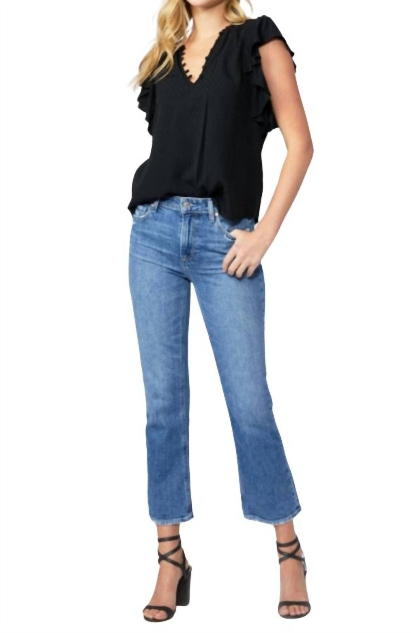 Paige - Vintage Colette Crop Flare Jeans - ankle - blue - clothing