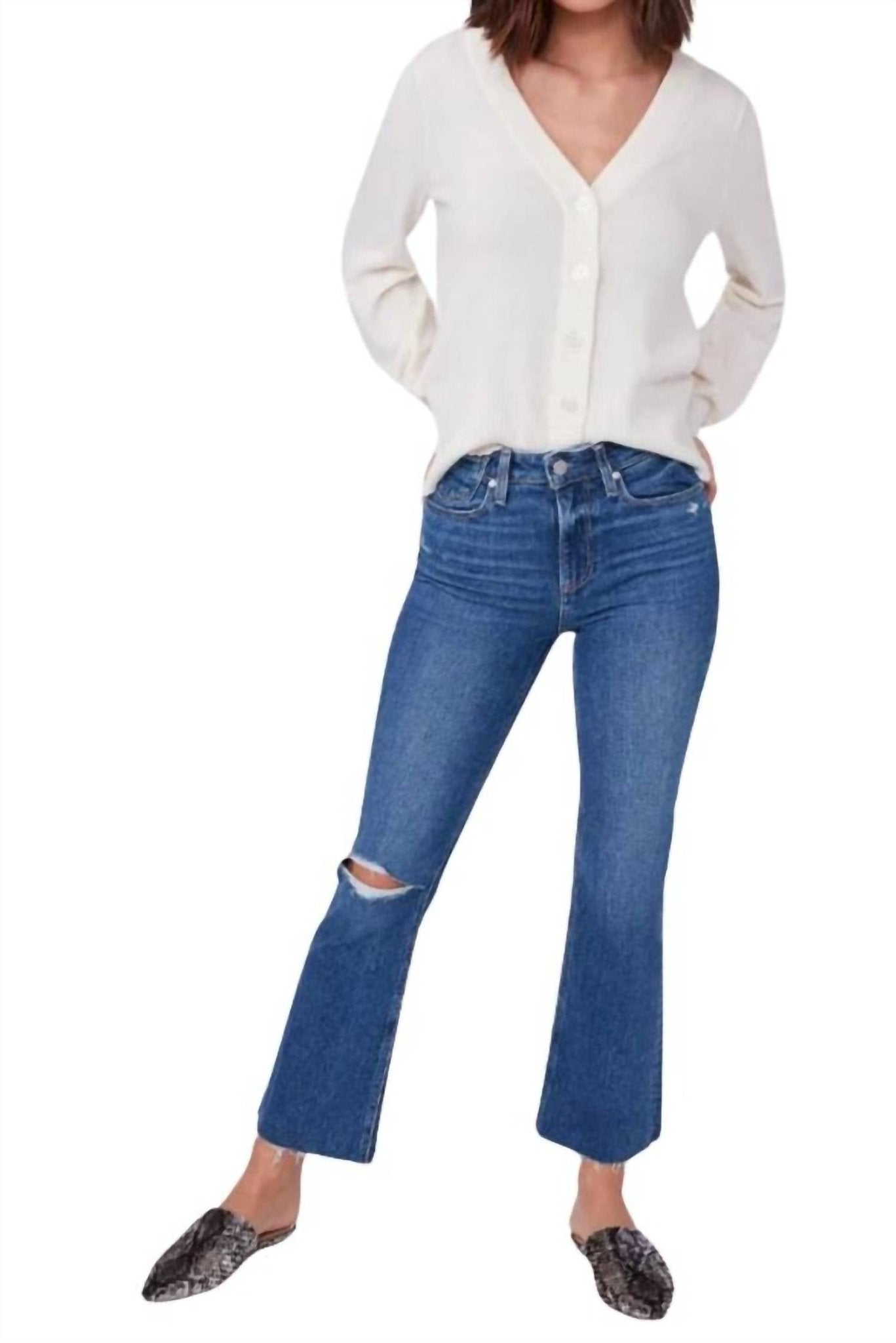 Paige - Vintage Colette Crop Flare Jeans - ankle - blue - clothing