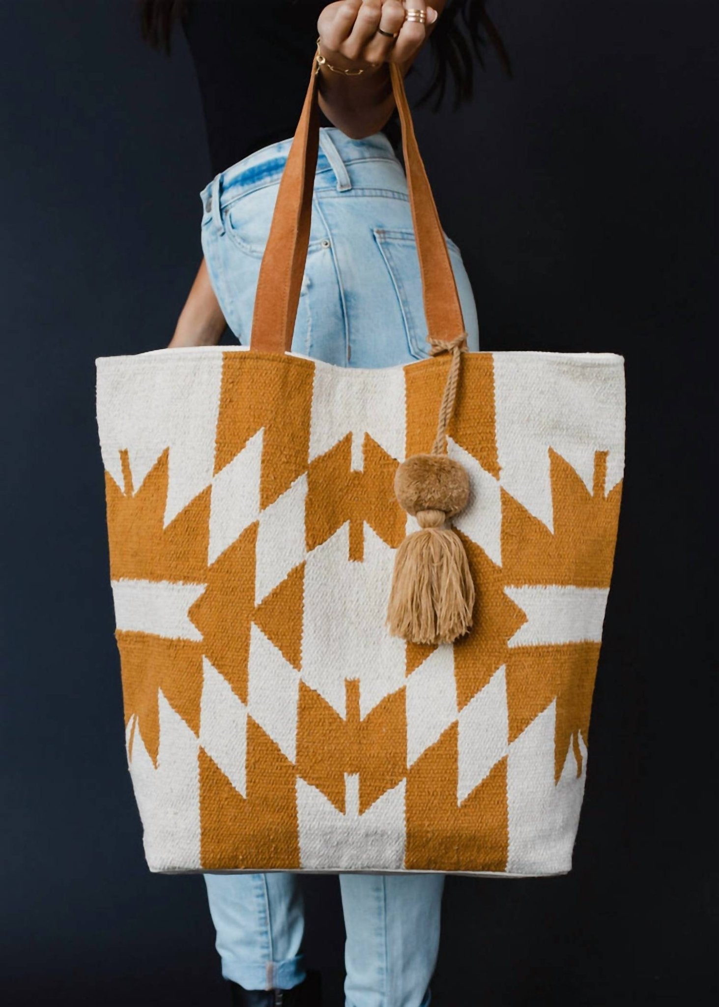 Panache Apparel - Aztec Tote Bag - bags - handbags - orange