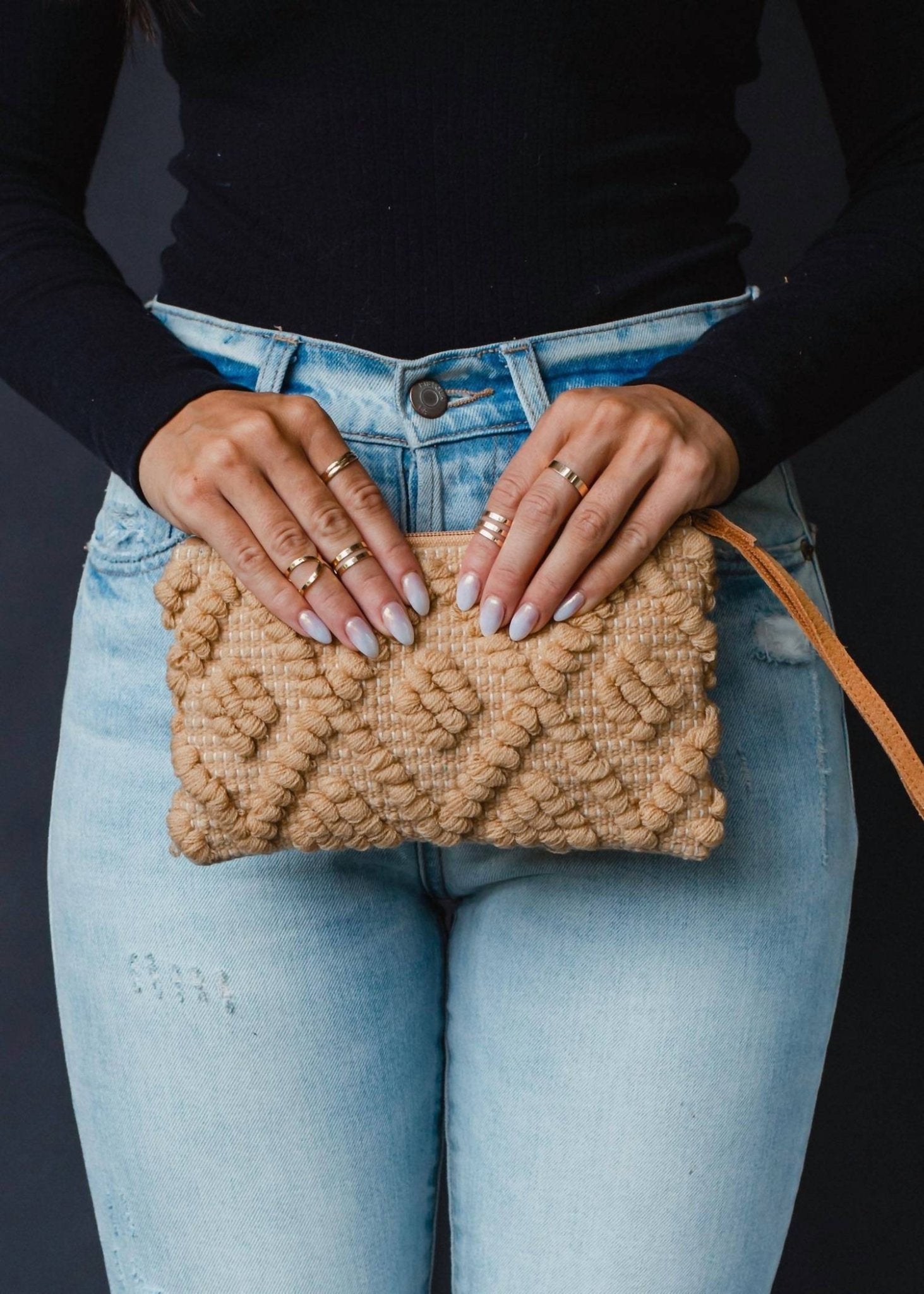 Panache Apparel - Diamond Pattern Wristlet - bags - beige - handbags