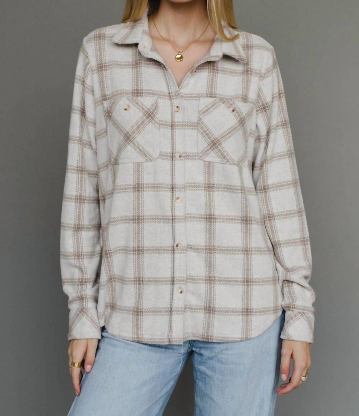 Panache Apparel - Loreli Plaid Button Up Top