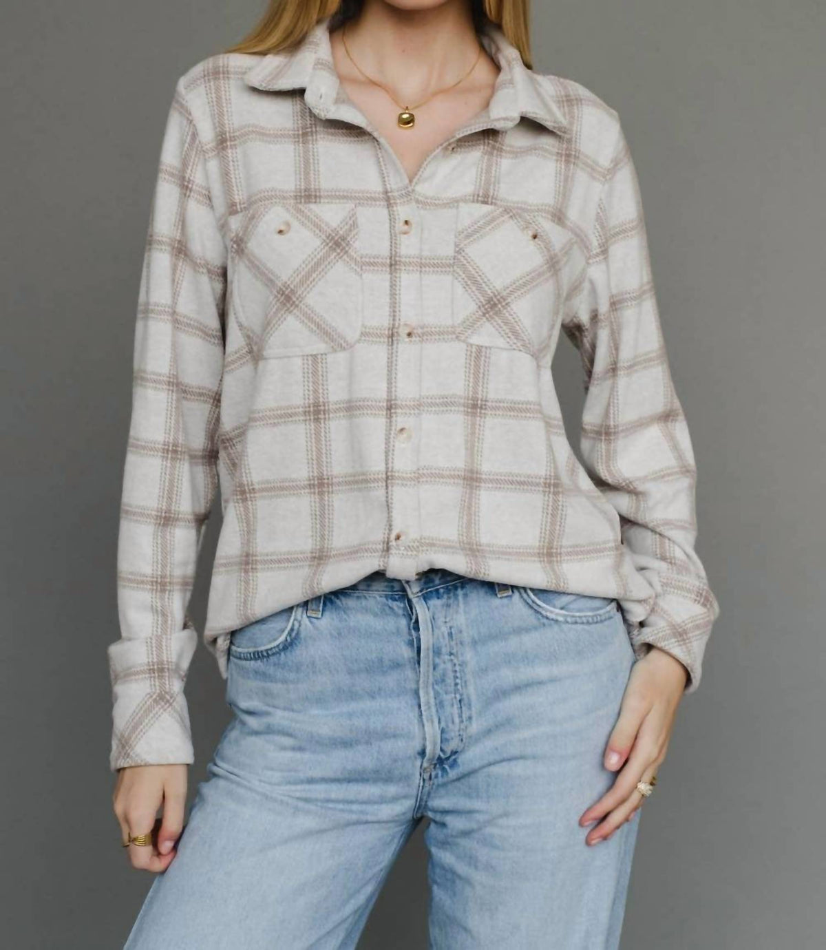 Panache Apparel - Loreli Plaid Button Up Top