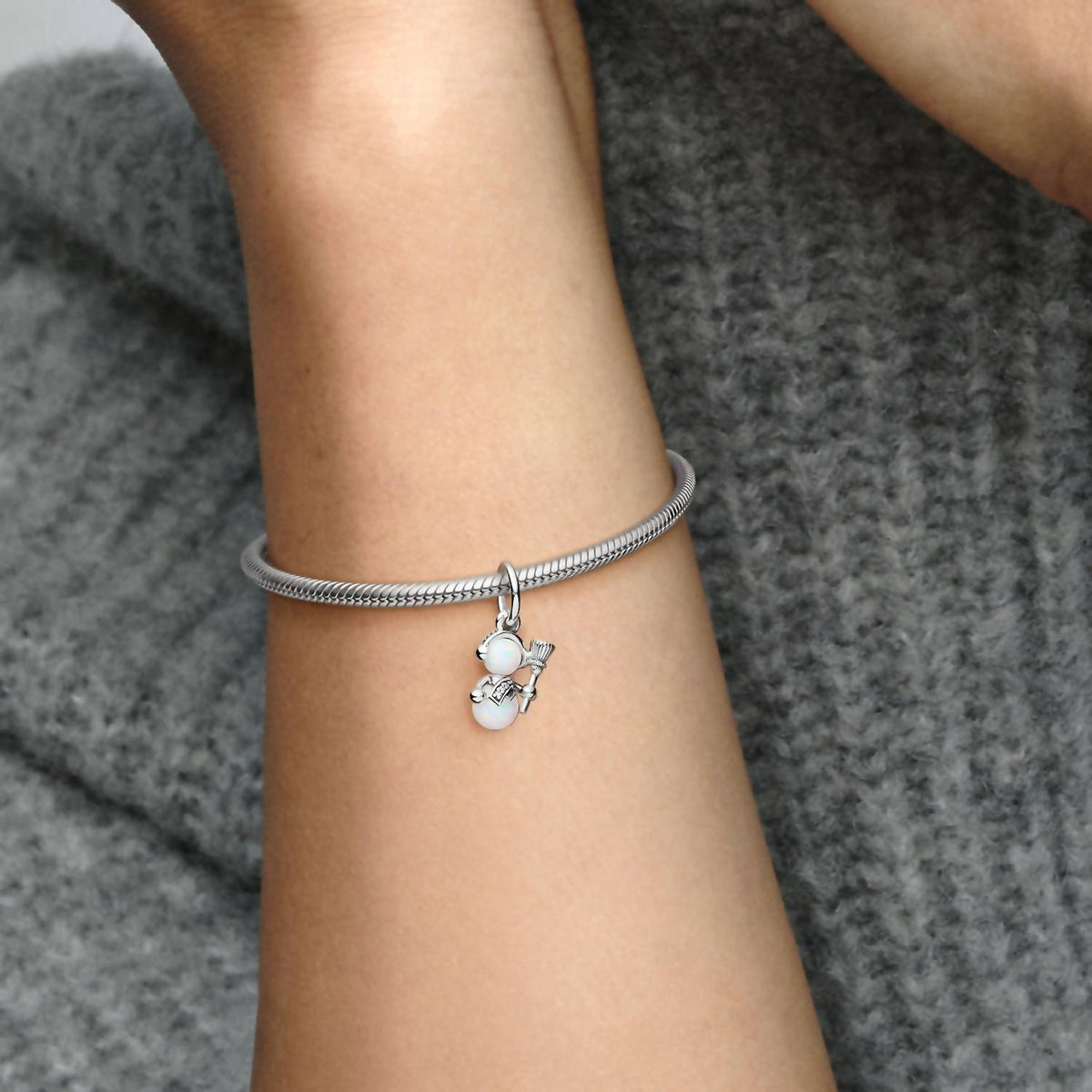 Pandora - Opalescent Snowman Dangle Charm