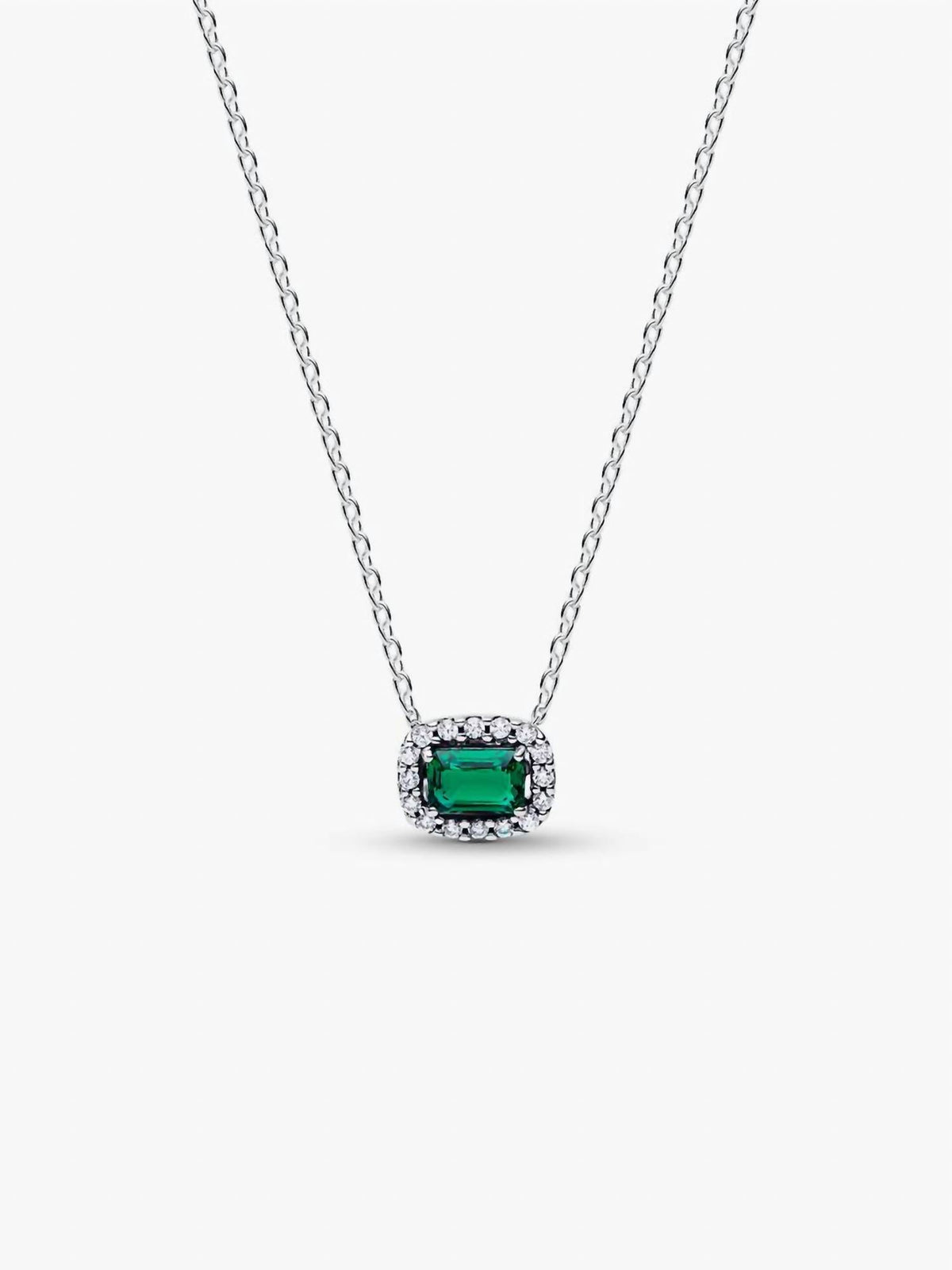 Pandora - Rectangular Sparkling Halo Pendant Necklace