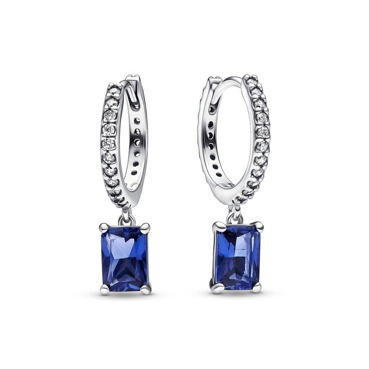 Pandora - Women's Rectangular Sparkling Hoop Earrings