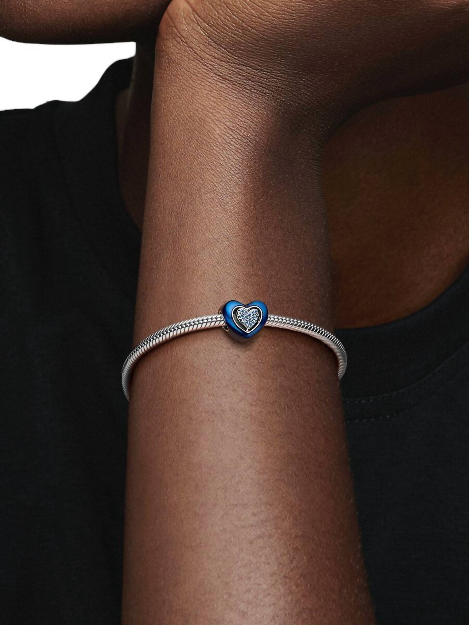 Pandora - Spinning Heart Charm With Nig - blue - bracelets - jewelry