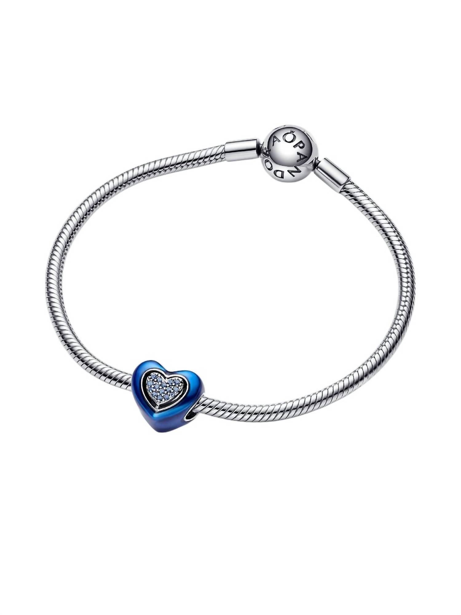 Pandora - Spinning Heart Charm With Nig - blue - bracelets - jewelry
