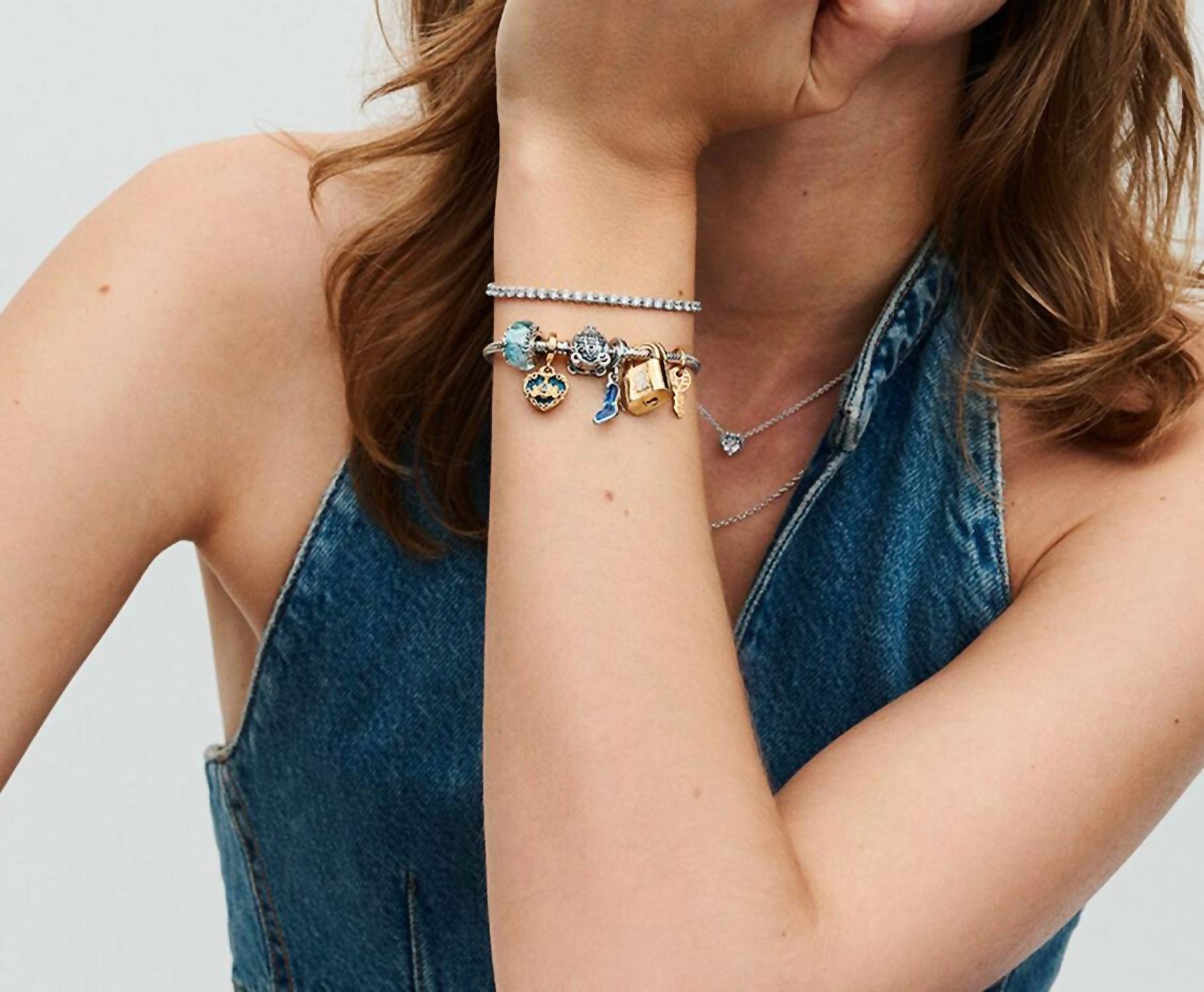 Pandora - Women's Disney Cinderella Murano Glass Charm - blue - bracelets - jewelry