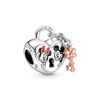 Pandora - Women's Disney Minnie And Mickey Mouse Heart Padlock Charm - bracelets - jewelry - silver
