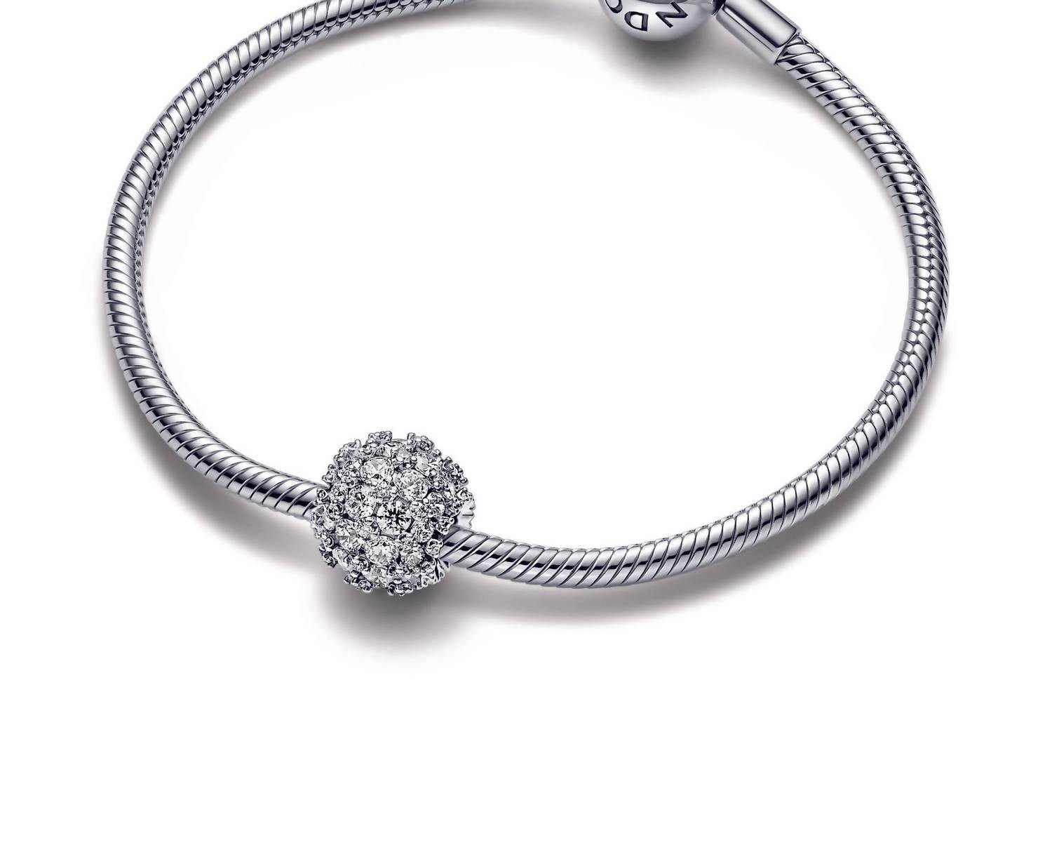 Pandora - Women's Sparkling Pavé Round Charm - bracelets - jewelry - silver