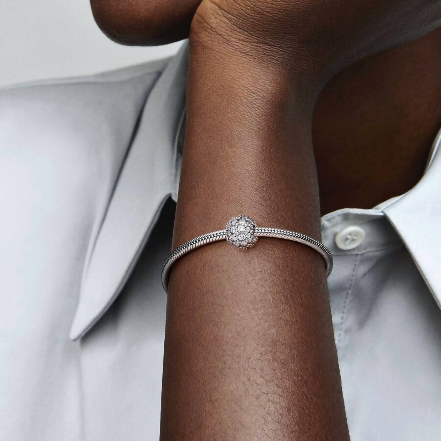 Pandora - Women's Sparkling Pavé Round Charm - bracelets - jewelry - silver