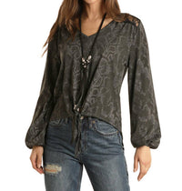 Panhandle - Snake Print Tie Front Top