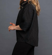 Papa - Mock Neck Diamond Knit Poncho - black - clothing - ponchos