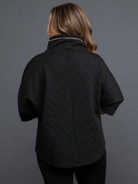 Papa - Mock Neck Diamond Knit Poncho - black - clothing - ponchos