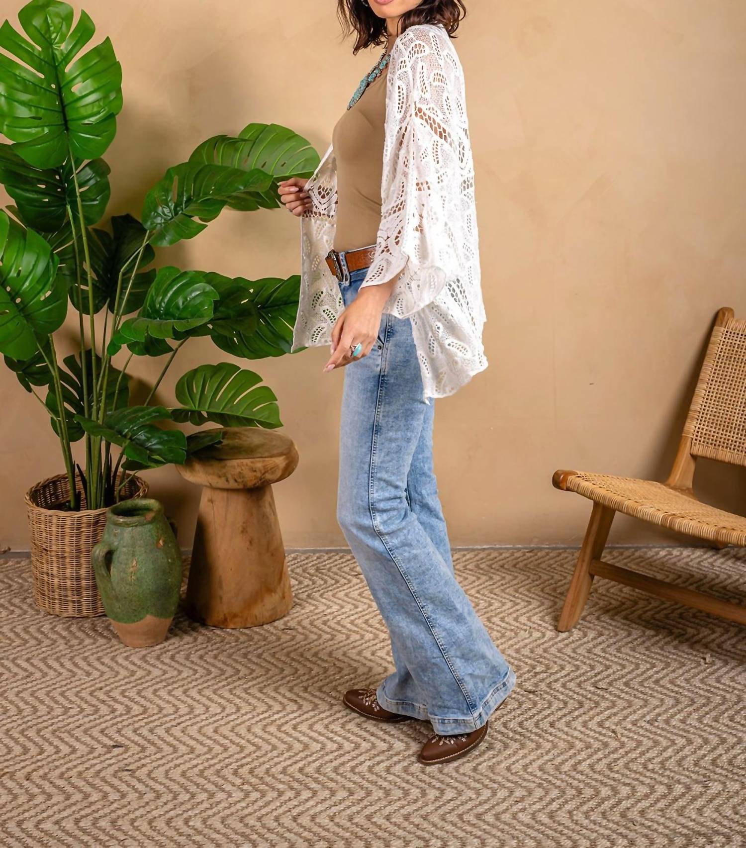 Paparazzi - Crochet Mesh Kimono Cardigan - cardigans - clothing - directbrandpartner