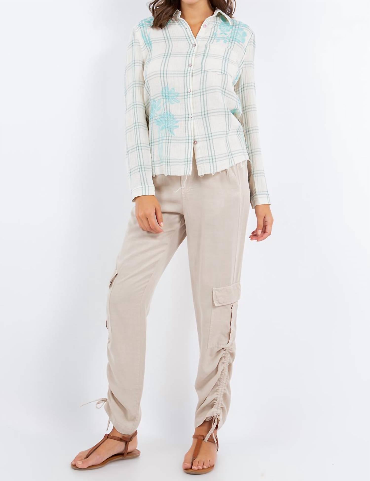 Paparazzi - Double Face Embroidered Plaid Shirt - blue - button - down - shirts - clothing