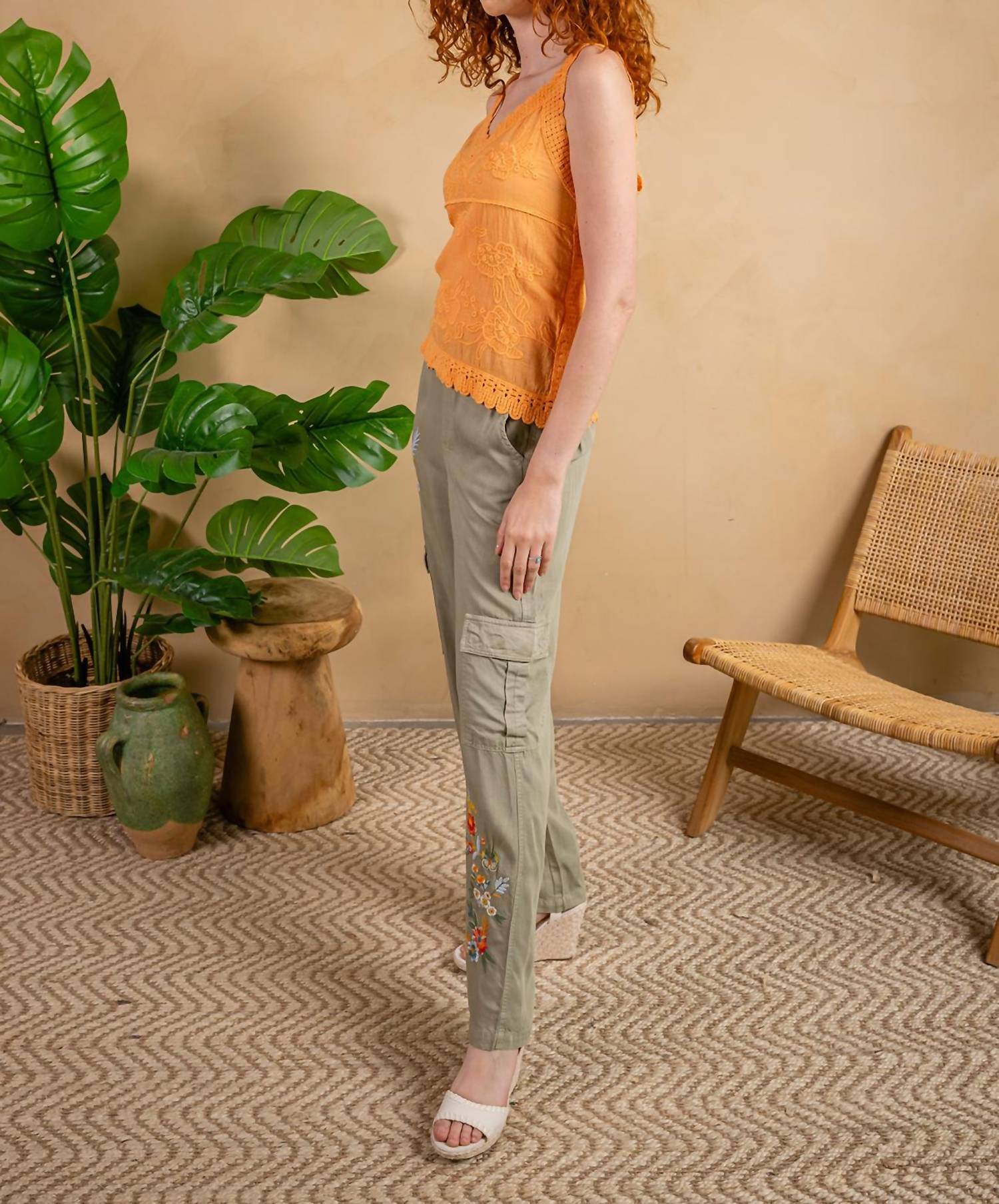 Paparazzi - Embroidered Woven Tank Crochet Trim Tank Top - clothing - directbrandpartner - orange