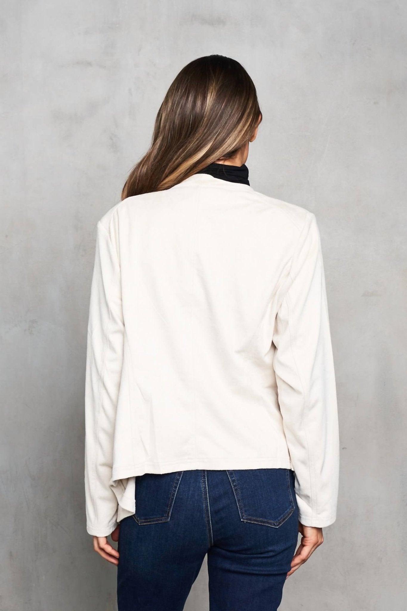 Paparazzi - Faux Suede Drape Front Jacket - beige - blazers - clothing