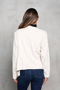 Paparazzi - Faux Suede Drape Front Jacket - beige - blazers - clothing