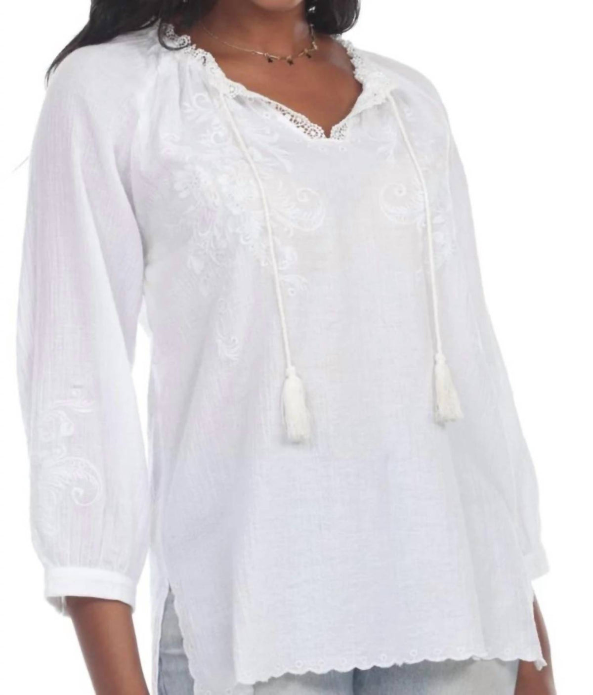 Paparazzi - Gauze Embroidered Blouse