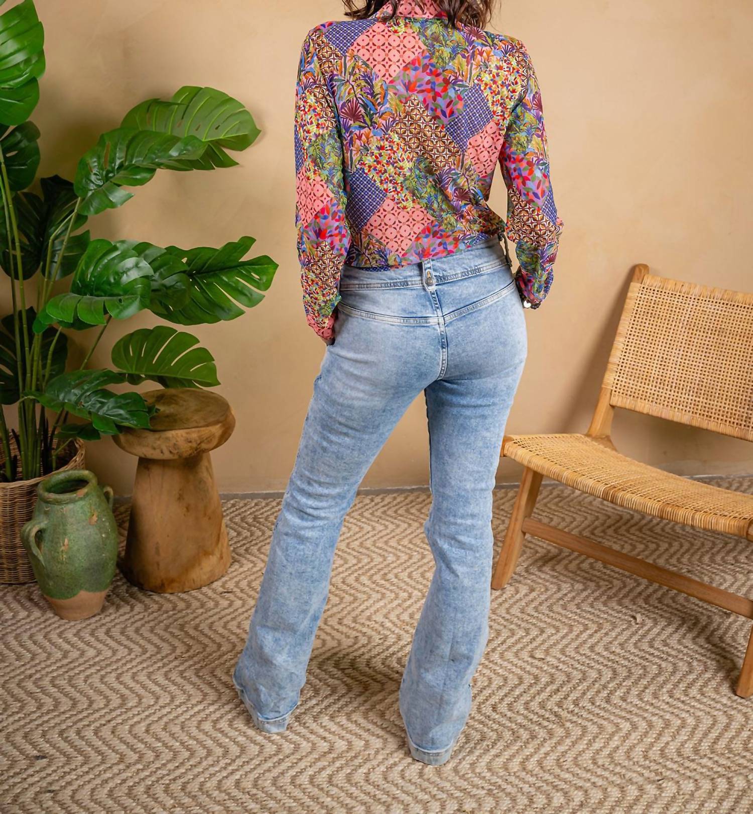 Paparazzi - Mesh Print Rouched Front Blouse - blouses - clothing - directbrandpartner