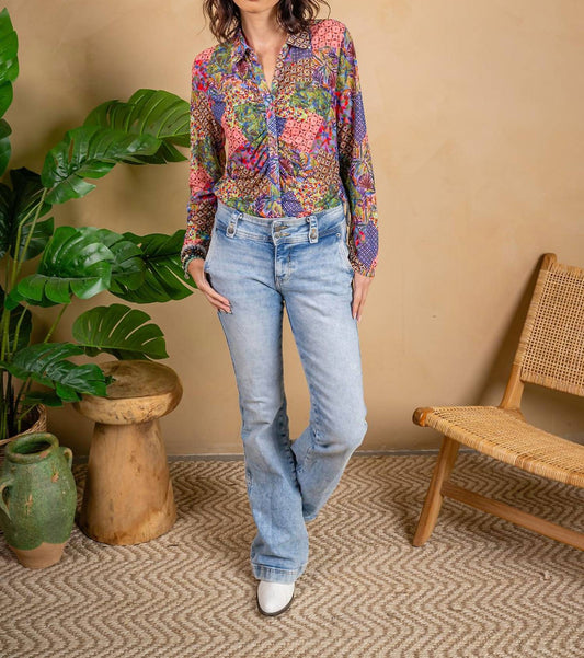 Paparazzi - Mesh Print Rouched Front Blouse - blouses - clothing - directbrandpartner