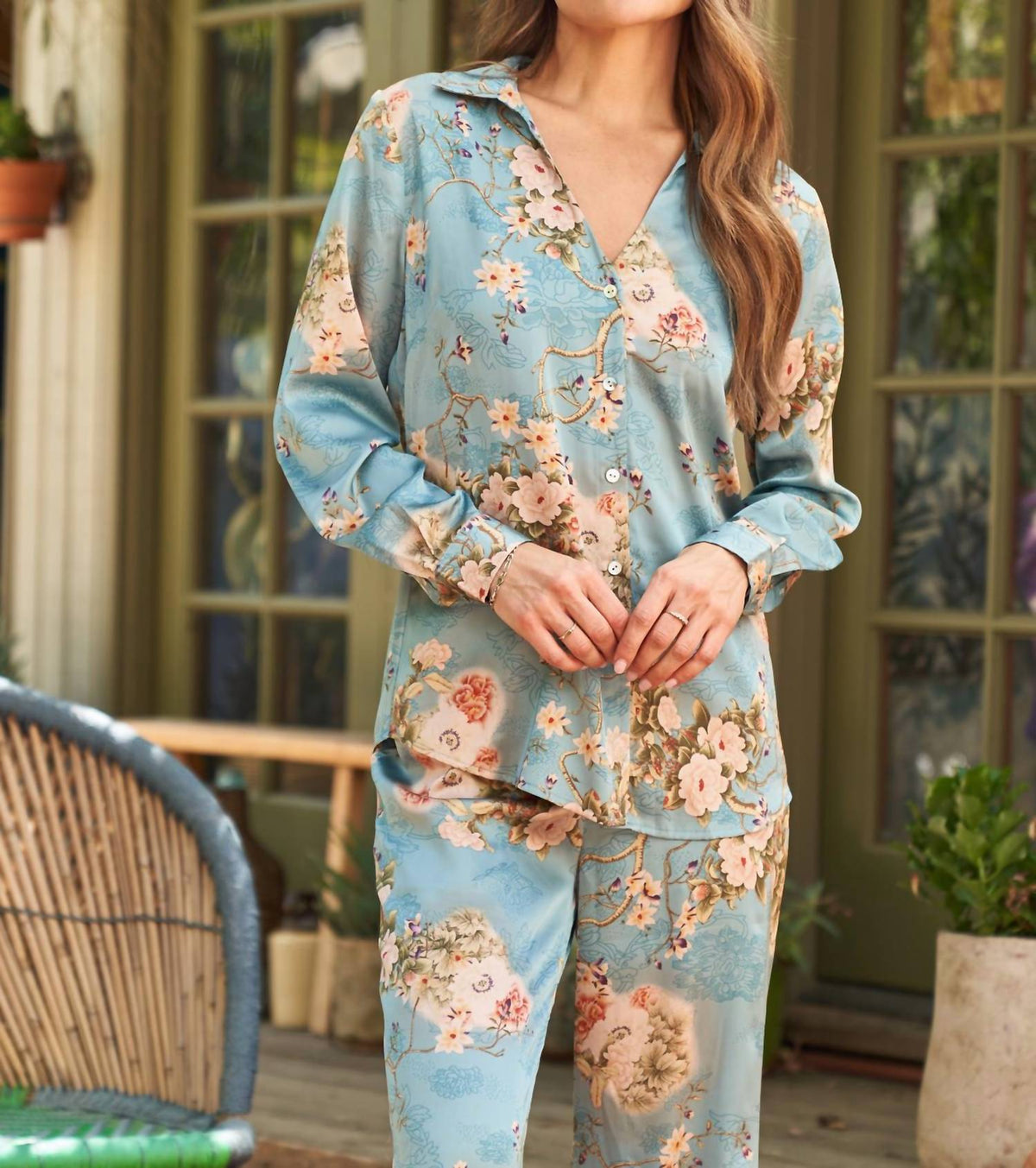 Paparazzi - Satin Print Button Front Shirt